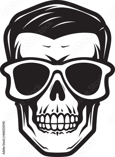 Slick Urban Charm Monochromatic Skullhead Swagger Elegance in Darkness Cool Black Vector Skullhead