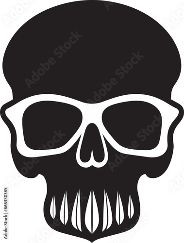 Chic and Groovy Cool Skullhead in Monochrome Skullhead Swagger Funky Black Vector Artistry