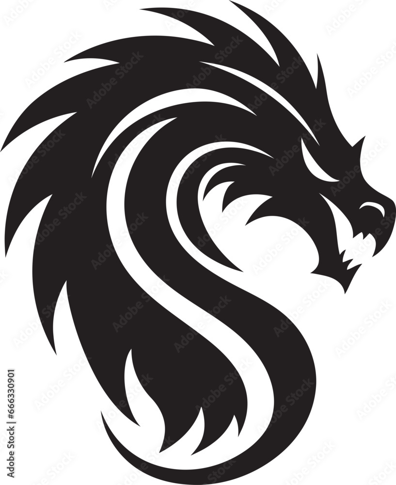 Midnight Sovereign Monochromatic Charm of the Dragon Black Serpents Reign Vector Depiction of the Dragon