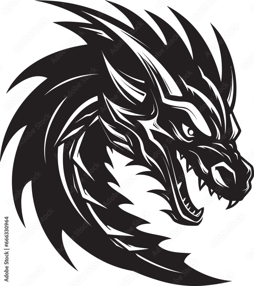 Black Serpents Reign Monochromatic Vector of the Dragons Power Mystical Guardian Vector Depiction of the Monochrome Dragon Black Serpents Reign Monochromatic Vector of the Dragons Power Mystical Guardian Vector Depiction of the Monochrome Dragon