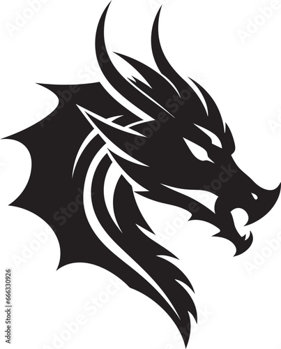Mythical Monarch Monochrome Vector of the Dragon Black Knights Ally Vector Depiction of the Dragon