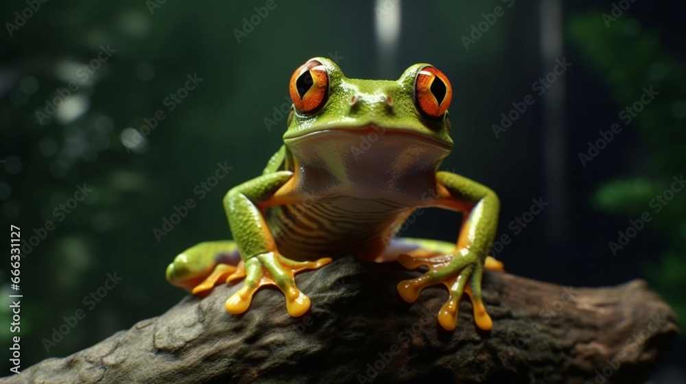 Naklejka premium Tree frog flying froglaughing generative ai