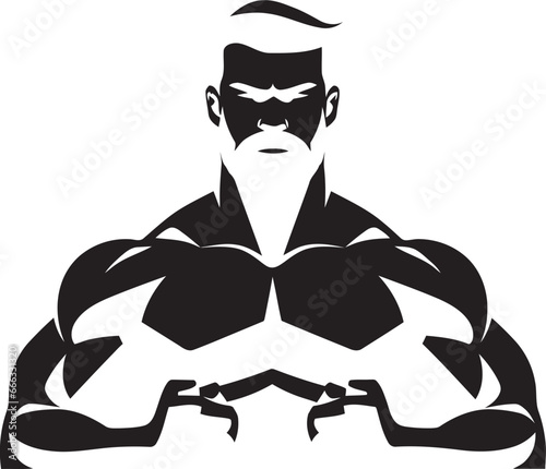 Flexing Glory Black Vector Depiction of Muscular Triumph Mighty Muscles Monochromatic Tribute to Bodybuilders Power
