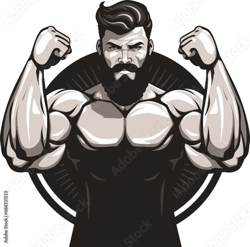Champions Power Monochrome Vector of Bodybuilders Dominance Defined Physique Black Vector Tribute to Muscular Triumph