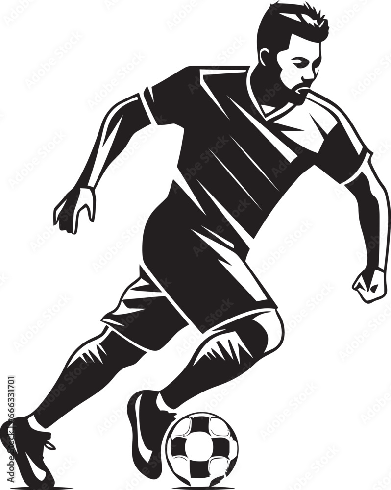 Running for Victory Monochromatic Football Player Display Pigskin Prowess Black Vector Depiction of Gridiron Greatness