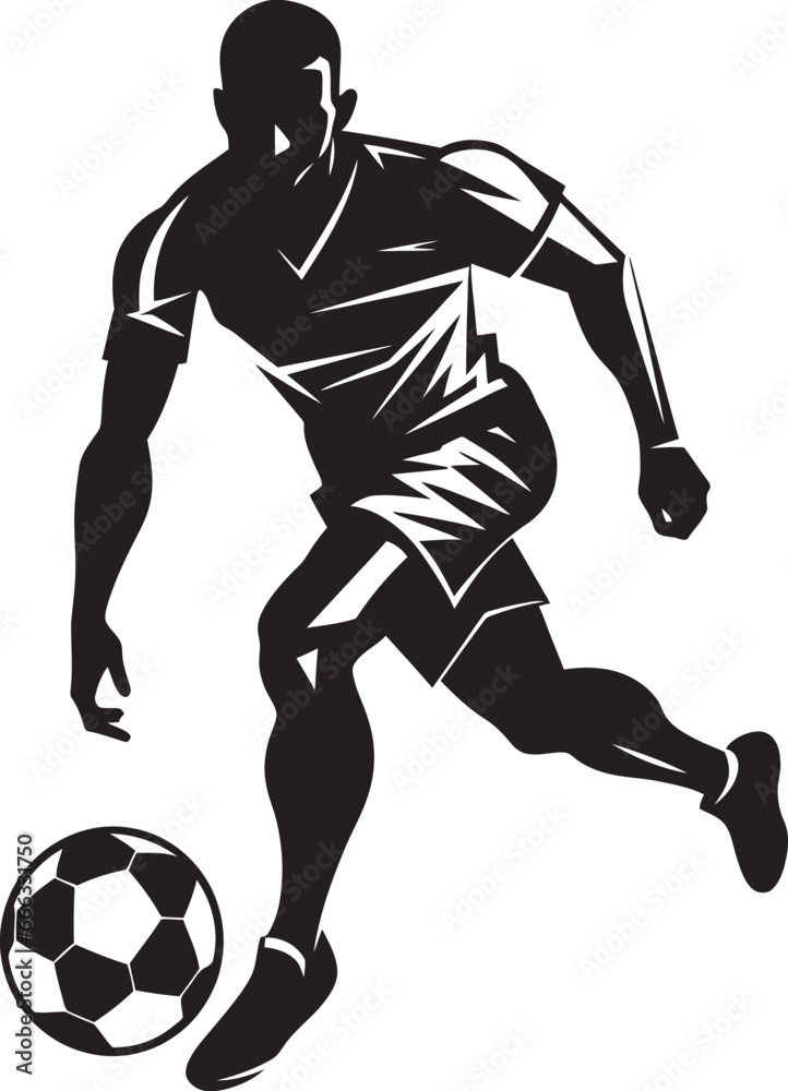 Field of Dreams Monochromatic Football Players Artistic Tribute Champions in Action Black Vector Portrait of the Athlete