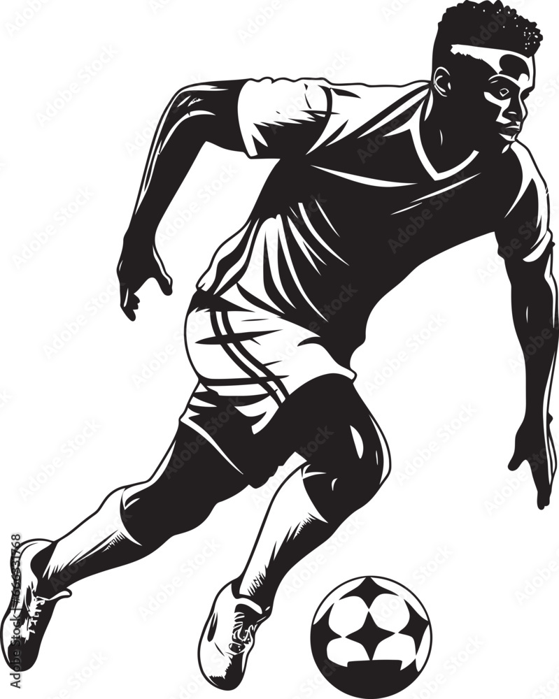 Celebrating the Win Monochrome Football Players Artistic Excellence Defenders of Victory Black Vector Portrait of Football Greatness