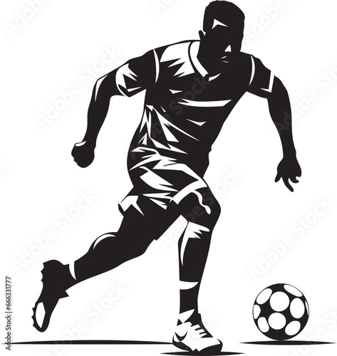 Fototapeta Naklejka Na Ścianę i Meble -  Game Day Grit Black Vector Showcasing the Football Player Score with Style Monochrome Vector Depiction of Athletic Power