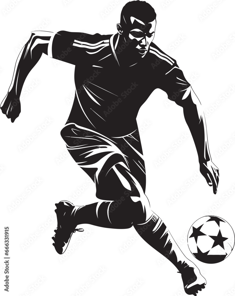End Zone Elegance Monochrome Vector Portrait of Winning Prowess Running for Victory Black Vector Display of Football Artistry