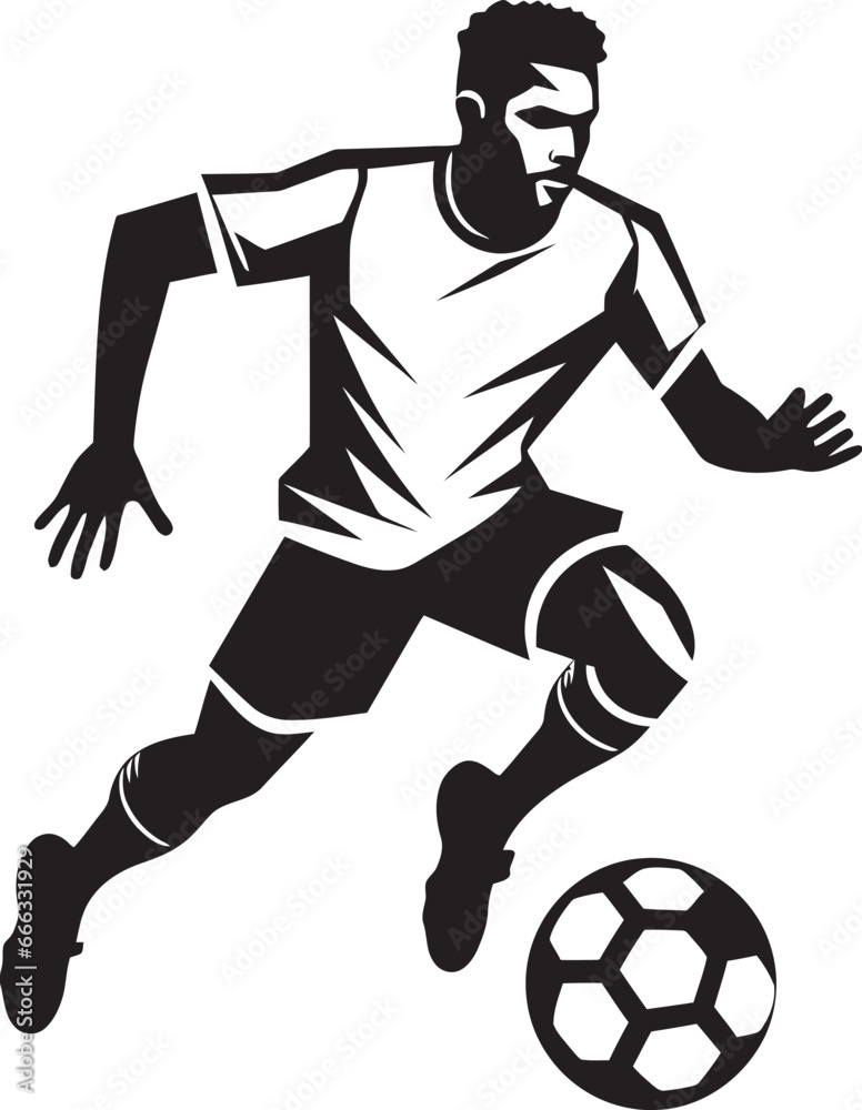 Naklejka premium Kickoff Kings Monochromatic Vector Depiction of Touchdown Power In the End Zone Black Vector Portrait of Footballs Power
