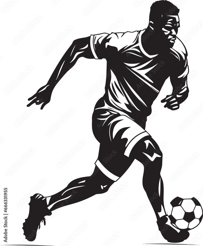 Fototapeta premium Running for Victory Black Vector Display of Athletic Artistry Kickoff Kings Monochromatic Vector Depiction of Touchdown Power