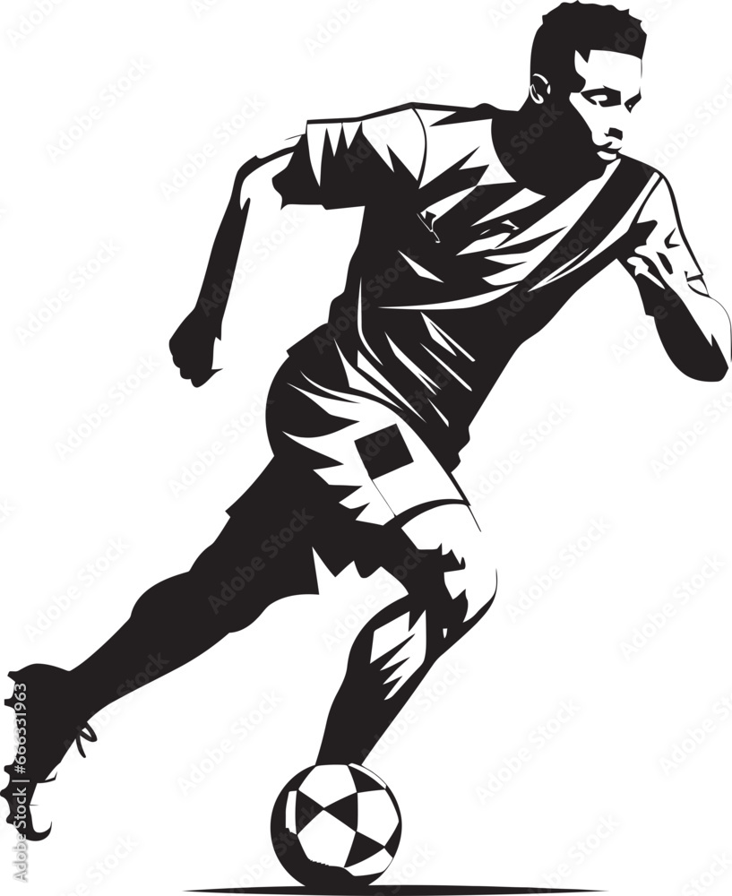 Victory on the Field Monochrome Football Player Design Kickoff Excellence Black Vector Showcasing the Athlete Victory on the Field Monochrome Football Player Design Kickoff Excellence Black Vector Showcasing the Athlete