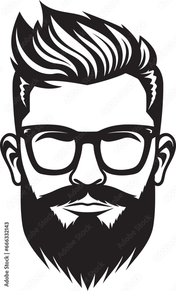 Urban Nomad Black Vector Portrait of Retro Cool Hipster Chic Monochrome Vector Showcasing Bearded Eccentricity Urban Nomad Black Vector Portrait of Retro Cool Hipster Chic Monochrome Vector Showcasing Bearded Eccentricity