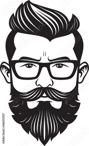 Beard Artistry Black Vector Depiction of Hipster Elegance Crafted Classic Monochrome Vector Art Celebrating Whiskered Swagger