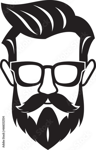 Crafted Sophistication Monochromatic Vector Showcasing Bearded Style Vintage Vibes Black Vector Tribute to Hipster Swagger