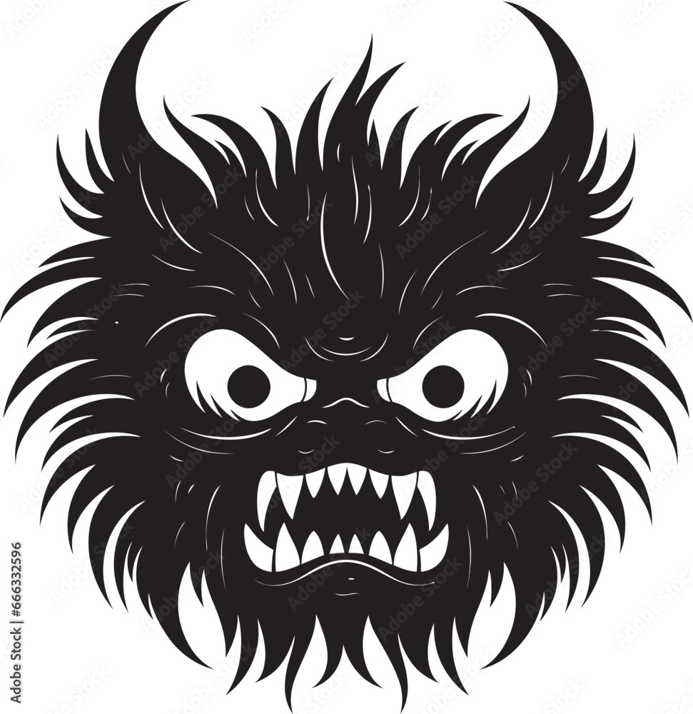 Monstrous Presence Monochrome Vector Art Celebrating Terrifying Apparitions Sinister Conception Black Vector Depiction of Nightmares Grip
