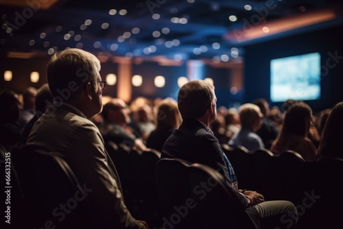 Engaged Audience at a Modern Presentation Event: