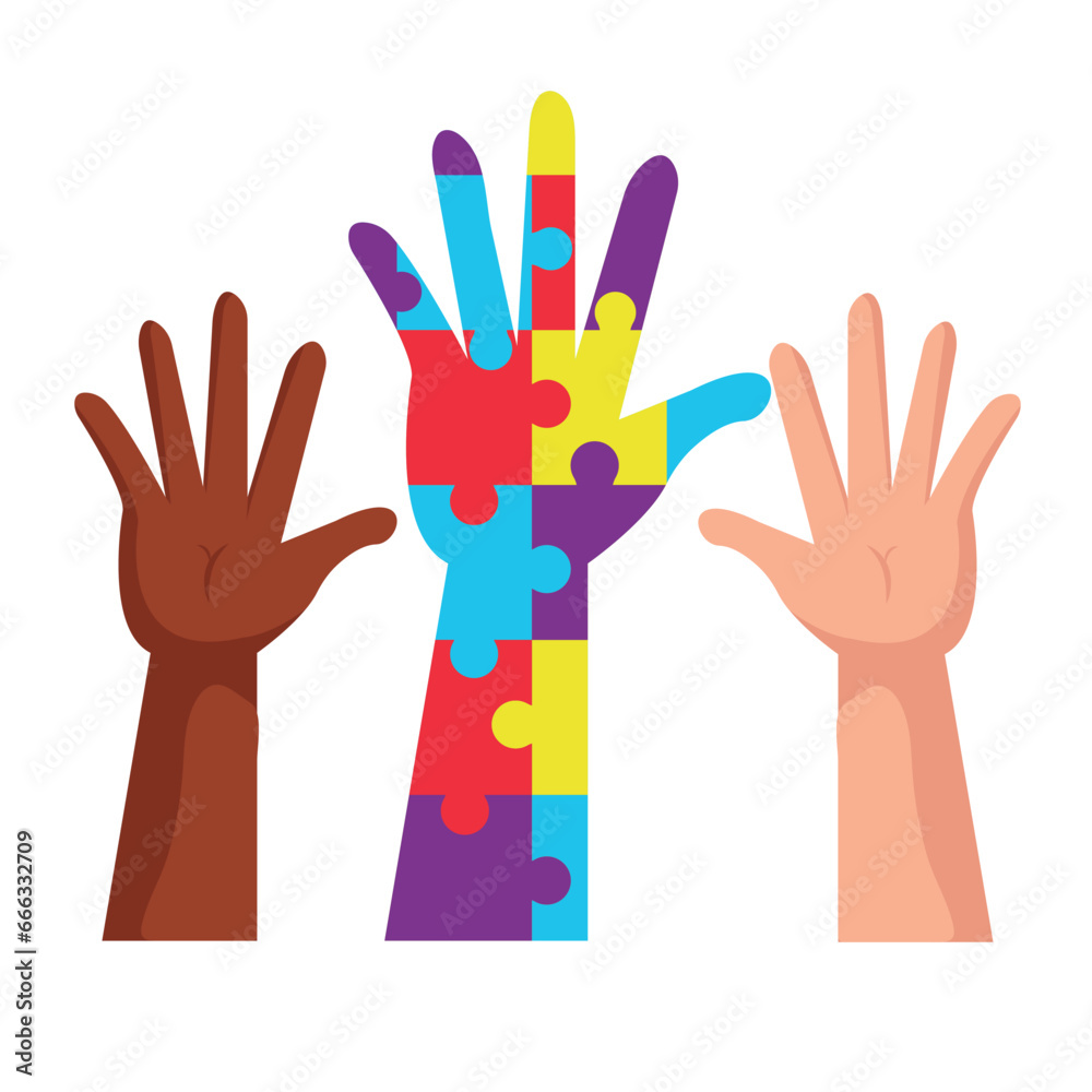 Fototapeta premium autism day awareness hands