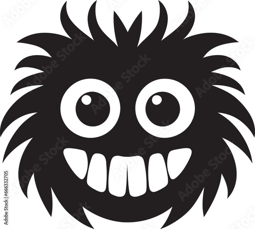 Monster Magic Black Vector Depiction of Whimsical Apparitions Enchanting Nightmares Monochrome Vector Tribute to Tiny Menace