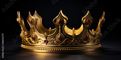 king Crown Displayed on Dark Table with black background ai grnerated