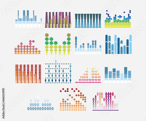 Collection of colorful audio equalizer bar effects