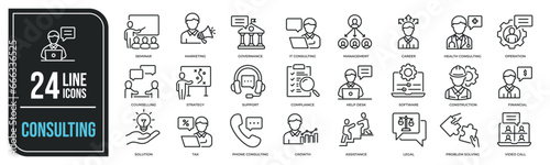 Consulting thin line icons. Editable stroke. For website marketing design, logo, app, template, ui, etc. Vector illustration.