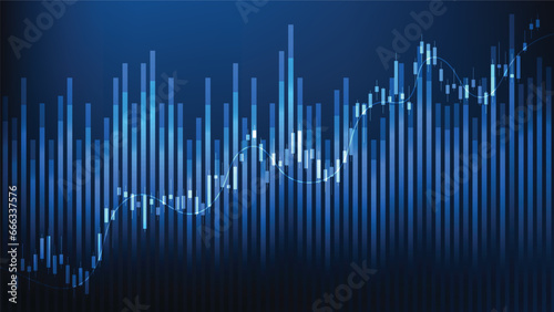 Financial background business statistic with bar graph and candlestick chart stock market trend