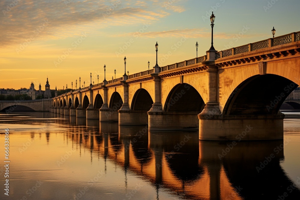 Bridge in Bordeaux city. Generative AI