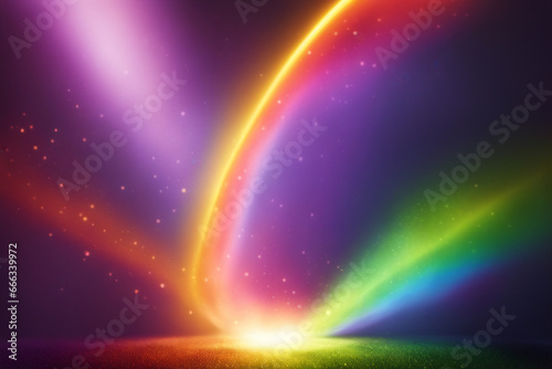 Mesmerizing rainbow lights shine on a black background © Natthithin
