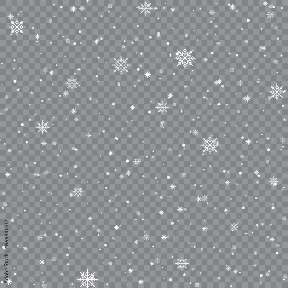Seamless Xmas pattern with falling snowflakes on transparent background. Vector Seamless Xmas pattern with falling snowflakes on transparent background. Vector