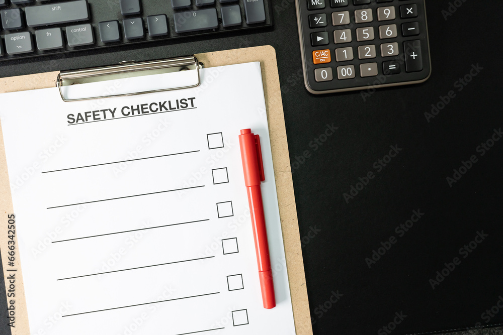 Blank checklist paper during safety audit and risk verification. safety ...