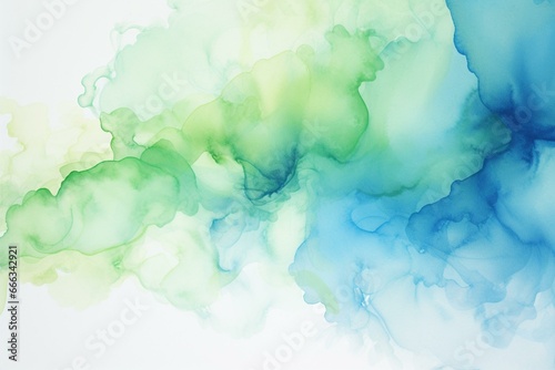 Watercolor splashes with shades of blue and green. Generative AI
