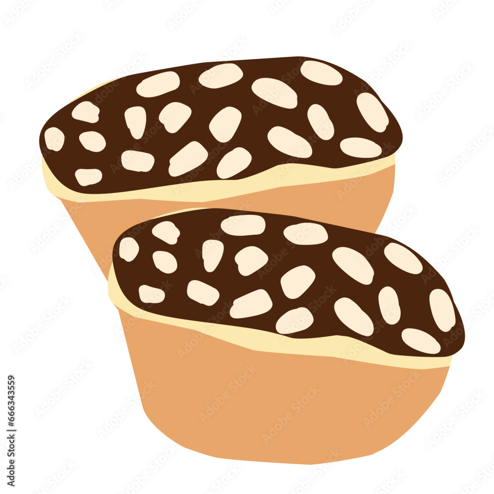 hand drawn illustration of a chocolate cubit cake 