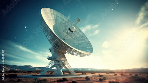 Large parabolic antenna against a beautiful sky