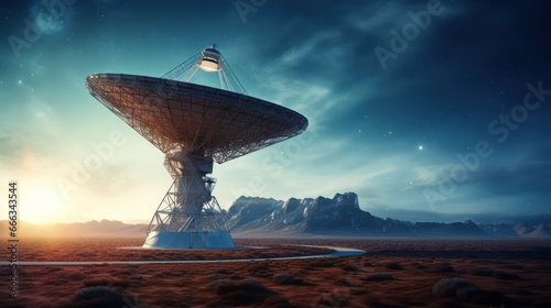 Large parabolic antenna against a beautiful sky