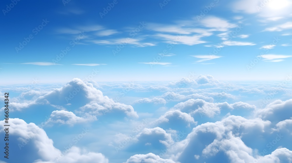 blue sky with clouds from above ai generated art