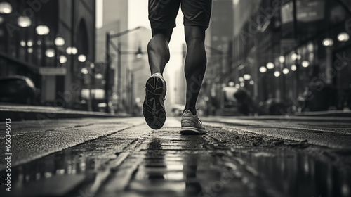 Jogger - running - marathon - exercise - jogging - monochrome - black and white photo