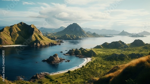 Landscape view from the top of Padar island in Komodo islands photo