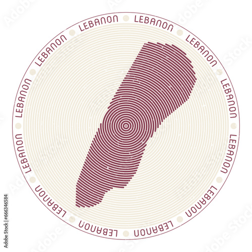 Lebanon shape radial arcs. Country round icon. Lebanon logo design poster. Neat vector illustration.
