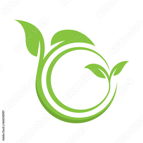 eco green leaf logo vector icon illustration