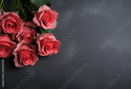Soft blush red roses on background  stones Copy space for text. AI Generated Images