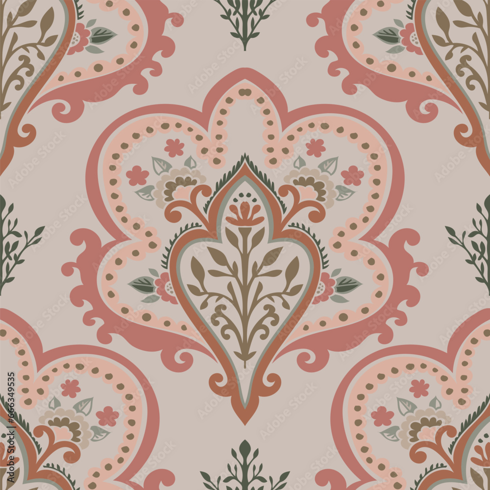 Fototapeta premium Floral decoration, paisley design seamless pattern