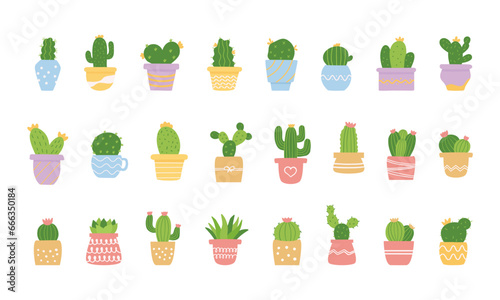 Potted Cactus Plant Element Set