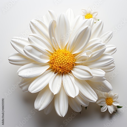 White Flower With Yellow Center i, Hd , On White Background  © Moon Art Pic