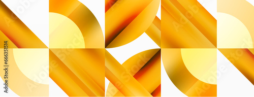 Minimalist marvel - squares and circles unite in harmonious geometry. Muted tones weave serene backdrop where structured tiles form dance of timeless elegance, epitomizing modern simplicity