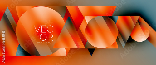 Captivating abstract backdrop composed of interlocking triangles and circles, forming an intriguing dance of shapes and patterns that exude both elegance and modernity