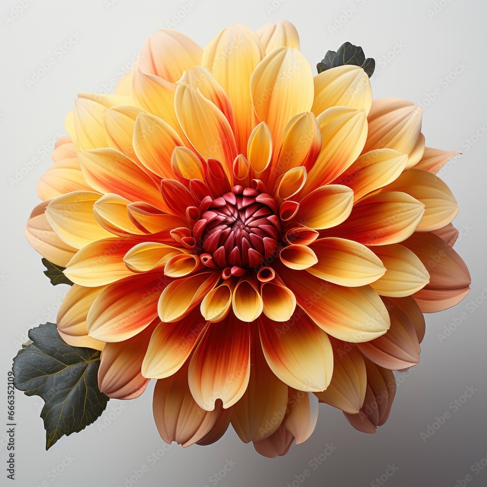 Yellow Flower With Red Orange Petalsphotorealistic, Hd , On White Background Yellow Flower With Red Orange Petalsphotorealistic, Hd , On White Background