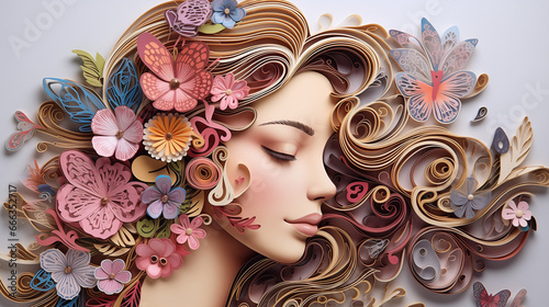 Elegant Paper Quilling: Stunning Woman Body Artwork