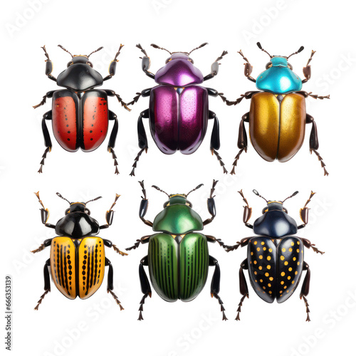 Set of beatle bugs isolated on transparent background,transparency 