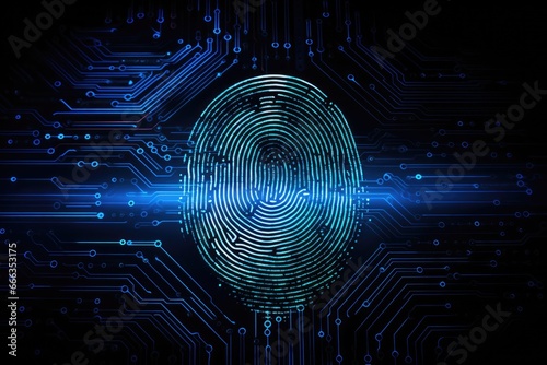 Fingerprint scan provides security access with biometrics identification, Fingerprint scan provides security access with biometrics identification, AI Generated